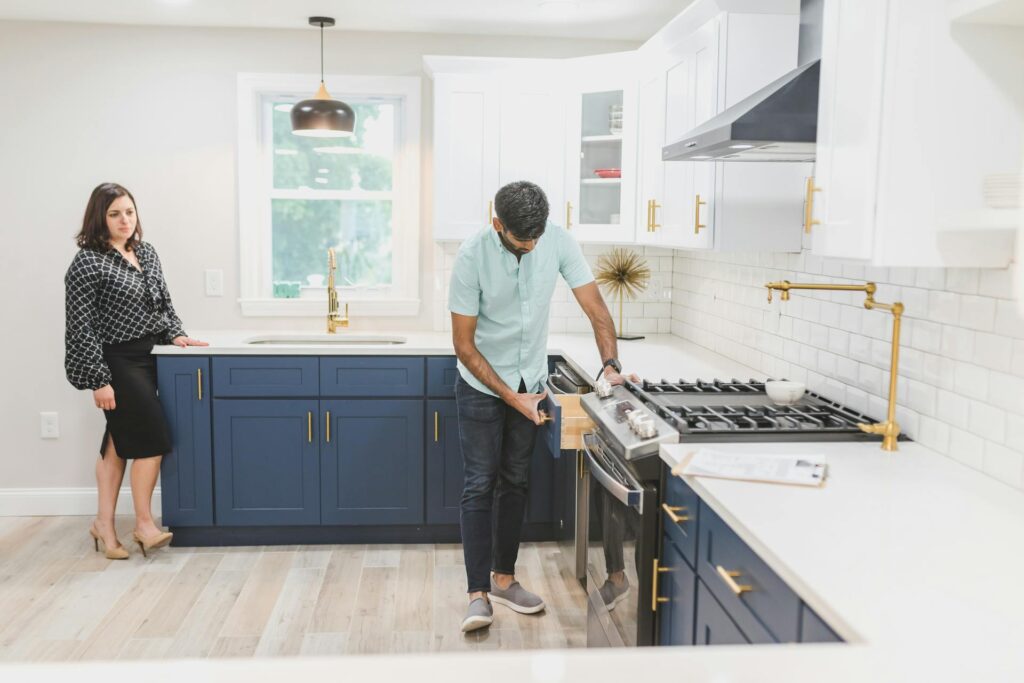 Man inspecting kitchen